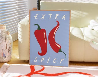 Abstract Chili Pepper Art Print, Modern Kitchen Decor