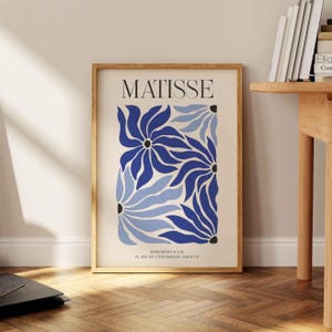 Matisse Floral Print Matisse Print Berggruen and cie Blue Navy Danish Pastel Decor Matisse Aesthetic Leaf Papiers Decoupes Matisse cut outs
