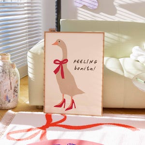 Silly Goose on the Loose Print, Apartment Decor, Retro Wall Art, Quirky Wall, Nursery Art, Trendy Wall Art, Cottage Core Decor
