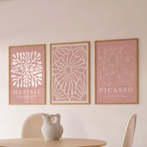 Blush Pink Henri Matisse Set of 3, Gallery Wall Set, Pink Matisse Print Set, Pink Decor, Matisse Exhibition Poster, Trendy Wall Art