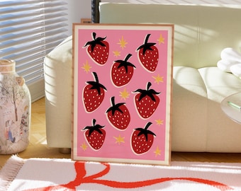 Abstract Strawberry Nursery Art Print, Modern Playroom Decor