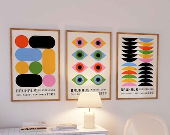 Bauhaus Exhibition Posters Set: Mid-Century Modern Geometric Wall Art