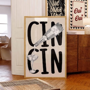 Cin Cinポスター「Cheers」プリント、イタリアンキッチンウォールアート、バータイポグラフィ、ヴィンテージファンキードリンクアート、ホームバーカートデコレーション、ダイニングルームアート