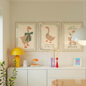 Silly Goose Art Prints, Retro Nursery Cottage Core Decor - Etsy
