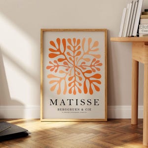 Matisse Orange Floral Print, Boho Flower Market Art Print, Bedroom Wall Decor, Living Room Decor, Exhibition Mid Century Modern Art Prints