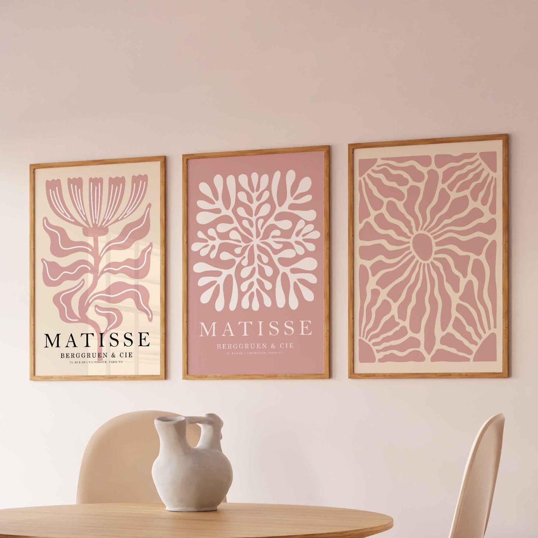 Blush Pink Henri Matisse Set of 3, Gallery Wall Set, Pink Matisse Print ...