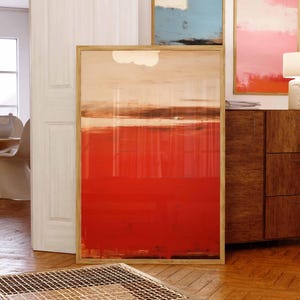 Poster di Mark Rothko, stampa artistica rossa, arte murale astratta minimalista geometrica bordeaux, arredamento moderno Bauhaus Boho di metà secolo, idea regalo