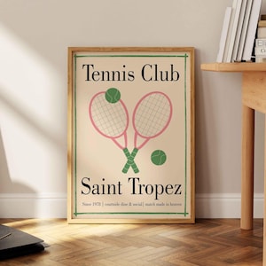 Tennis Club Print Trendy Country Club Print Aesthetic Decor Tennis Racket Print Cute Sports Posters Preppy Wall Art Retro Tennis Home Decor