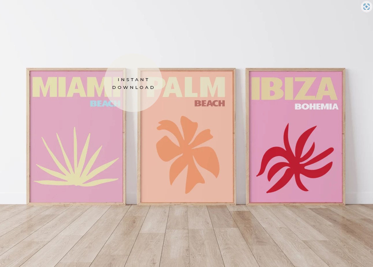 Ibiza, Miami, Palm Beach Art Print Set | Preppy Travel Poster