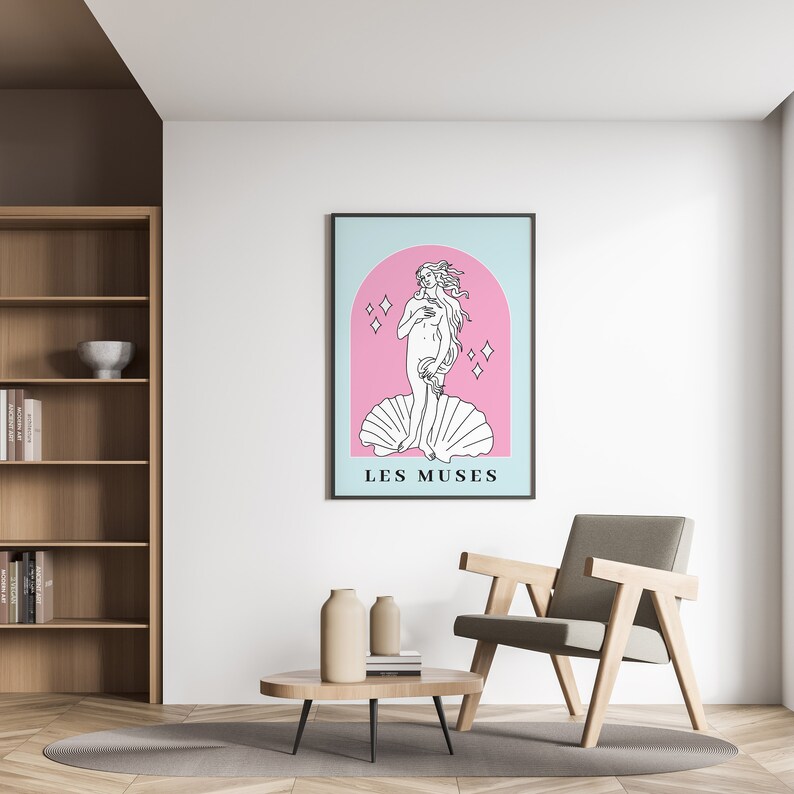 Birth of Venus Line Art Print, Danish Pastel Decor (digital Download ...