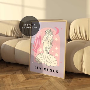 PRINTABLE Birth Of Venus Poster, Minimalist Line Art Danish Pastel Art Print, Greek Goddess Pink Home Decoration, Matisse, Trendy Posters