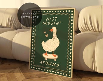 Silly Goose Wall Art | Skateboard Nursery Poster | Digital Download | High Resolution A0 Size