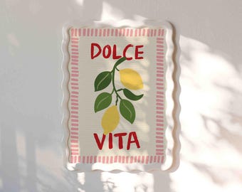 Dolce Vita Lemon Art Print, Mediterranean Italian Kitchen Decor, Unframed Citrus Fruit Wall Poster