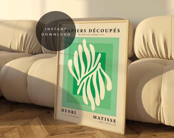 Saliegroene Matisse Art Print, moderne abstracte poster (digitale download)