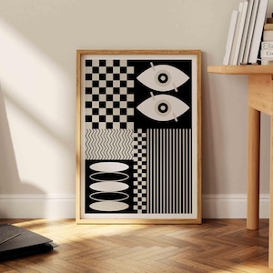 Geometric Black&White Bauhaus Poster, Bauhaus Art Print, Mid Century Modern Print, Gallery Wall Art, Minimalist Home Decor