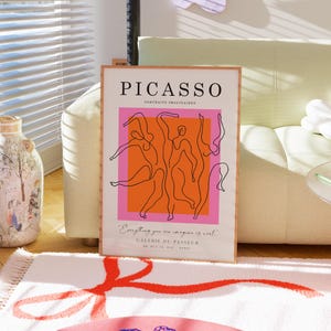 Trendy Picasso Print, Picasso Dance Print, Retro Art, Living Room Wall Art, Orange Kitchen Decor, Retro Poster, Mid Century Modern Decor