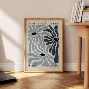 Henri Matisse Exhibition Poster, Famous Gallery Wall Art Print, Navy Blue Beige Boho Art Print, Wall Decor, Garden, Bedroom Living Room Art