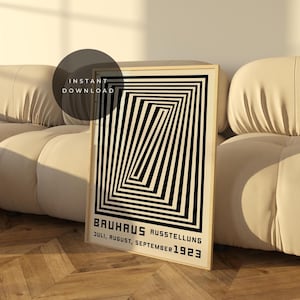 Geometric Black & White Bauhaus Poster, Bauhaus Art Print, Mid Century Modern Gallery Wall Art, Minimalist Home Decor, Housewarming Gift