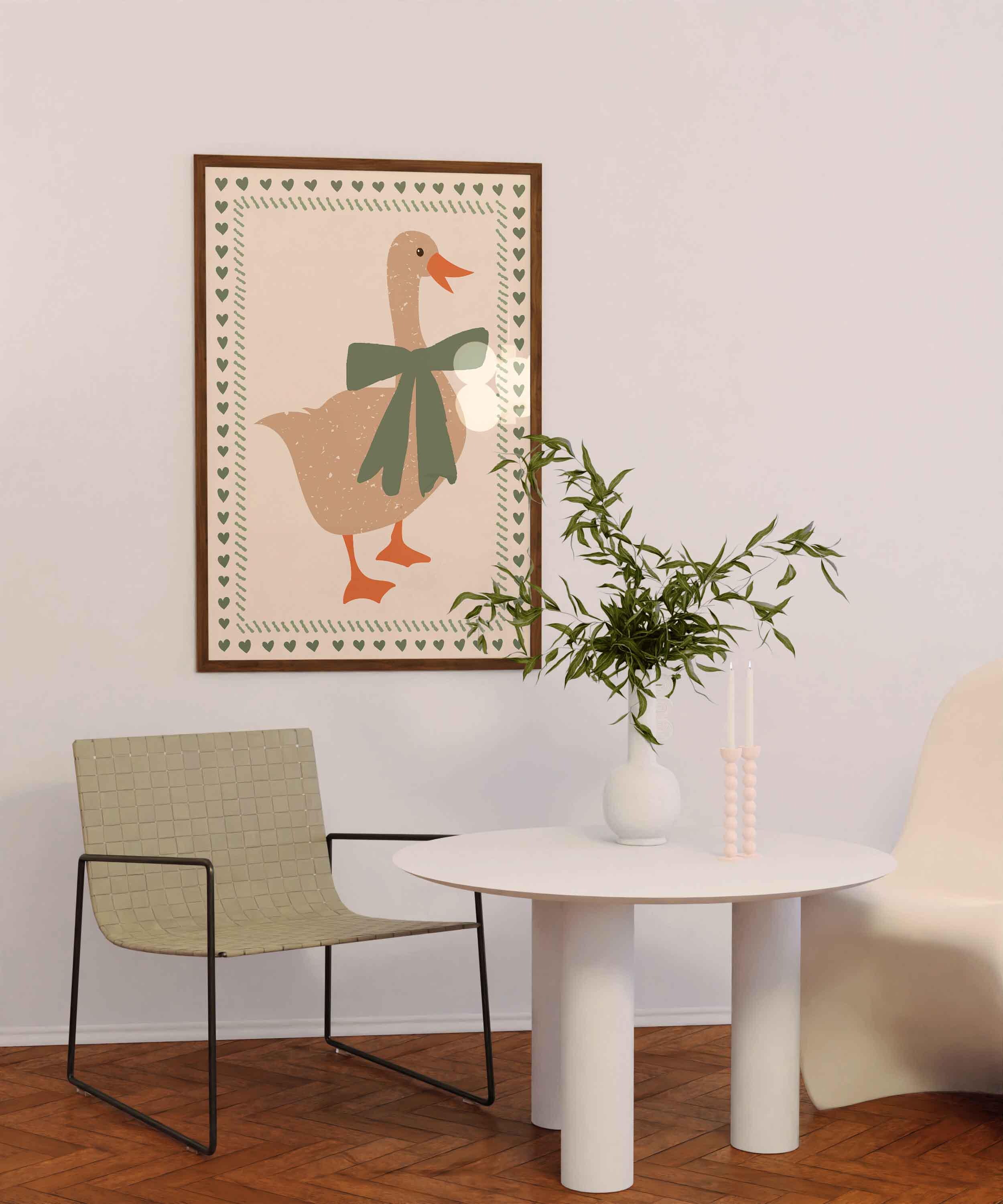 Silly Goose Wall Art Cute Goose Poster Sage Green Nursery Decor Farm ...