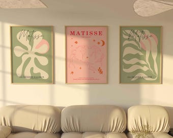 Matisse-printset, blushroze slaapkamermuurkunst