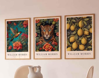 William Morris Print Set, Exhibition Wall Art, Retro Home Decor