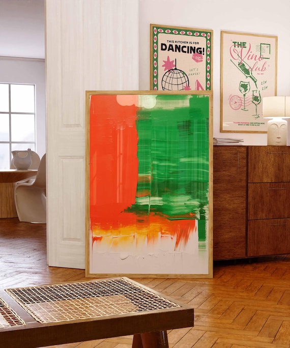 Mark Rothko Inspired Abstract Print, Red, Green, Orange Wall Art