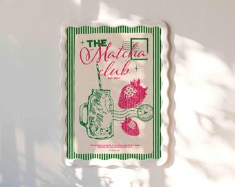 Matcha Club Retro Poster, Japanese Tea Art, Kitchen Decor Print