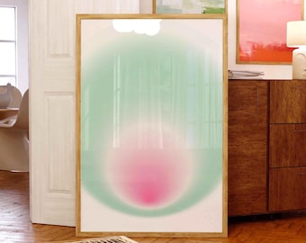 Sage Green Aura Print, Abstract Gradient Wall Art