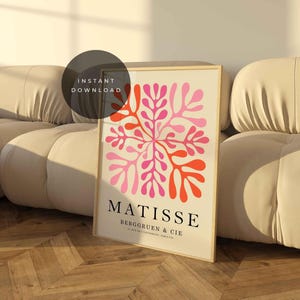 Pink Henri Matisse Print Pink Wall Art Gallery Wall Art Matisse Poster Abstract Botanical Pink Matisse Print Digital Art Papiers Decoupes