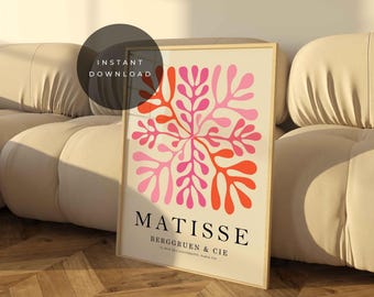 Pink Henri Matisse Print, Abstract Botanical Wall Art (Digital Download)