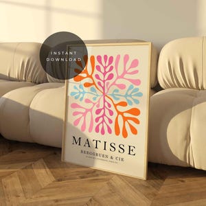 Pink Henri Matisse Print Pink Wall Art Gallery Wall Art Matisse Poster Abstract Botanical Pink Matisse Print Digital Art Papiers Decoupes