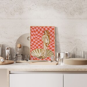 Birth of Venus Print, Checkered Danish Pastel Y2K Art - Etsy