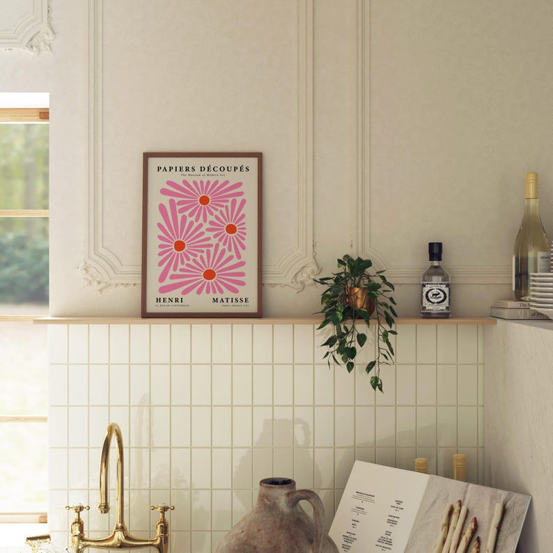 Pink Matisse Print Botanical Art Poster Floral Blush Pink Henri Matisse Posters Matisse Exhibition Poster Pink Wall Art Modern Room Decor