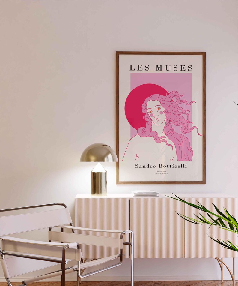 Birth of Venus Line Art Print, Danish Pastel Decor (digital Prints ...