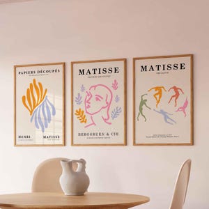 Henri Matisse Print Set of 3, Set of Matisse Wall Poster, Mid Century Modern, Living Room Decor, Living Room Wall Art, Boho Gallery Wall Art