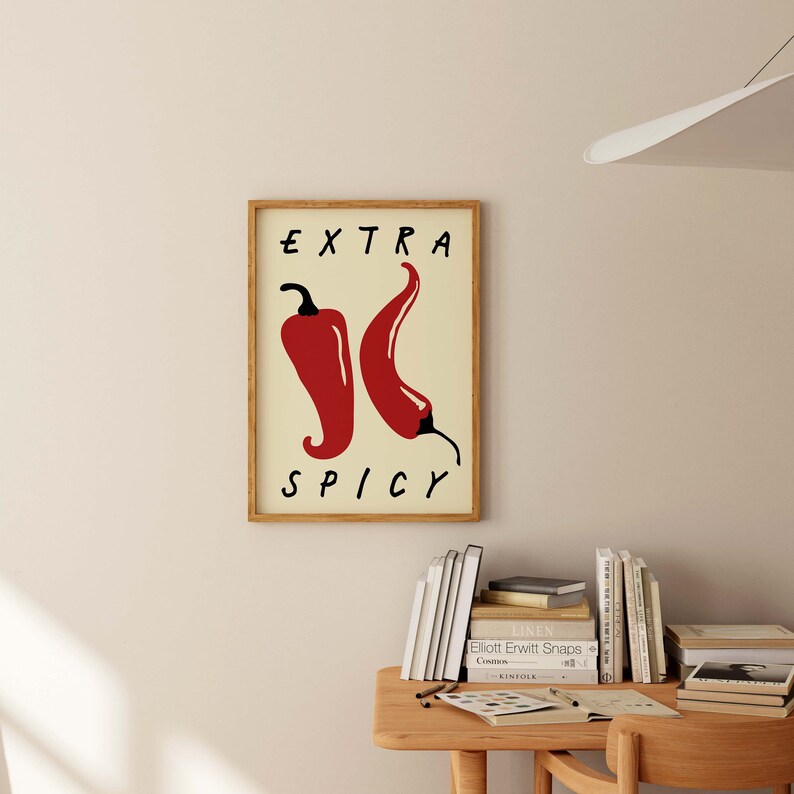 Extra Spicy Chilli Art Print, Minimalist Kitchen Decor - Etsy