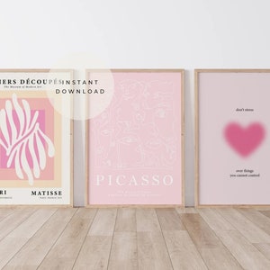 Pink Matisse Print Set of 3 Printable Digital Download Gallery Wall Set Matisse Poster Pink Decor Flower Market Print Picasso Poster Set