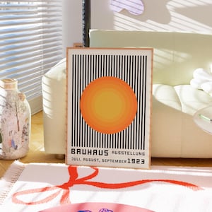 Póster de la exposición Bauhaus Orange, lámina Bauhaus, decoración Bauhaus, arte mural geométrico, póster moderno para el hogar, arte mural Bauhaus vintage