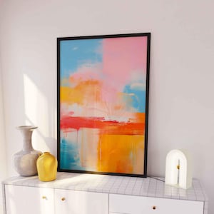 Mark Rothko Print, Pink Coral Abstract Geometric Wall Art, Minimal Exhibition Poster, Modern Bauhaus Scandinavian Decor, Birthday Gift Idea