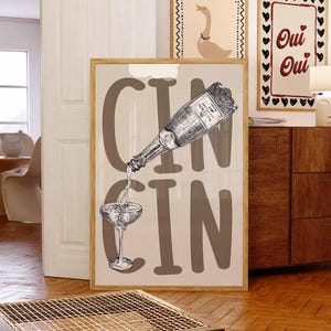 Cin Cinポスター「Cheers」プリント、イタリアンキッチンウォールアート、バータイポグラフィ、ヴィンテージファンキードリンクアート、ホームバーカートデコレーション、ダイニングルームアート