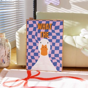 What the duck プリント | 面白いプリント | ウォール アート | バスルーム ベッドルーム プリント | モチベーション プリント | 寮の装飾 | パステル ウォール アート | トレンディなポスター