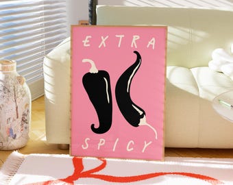 Extra Spicy Chilli Art Print, Modern Kitchen Decor