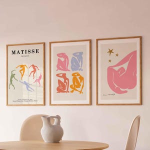Pink Matisse Print Set of 3 Blush Pink Matisse Henri Matisse Print Bedroom Wall Art Museum Posters Set Exhibition Poster Pastel Pink Prints