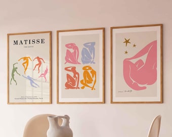 Matisse Print Set of 3, Blush Pink Exhibition Posters