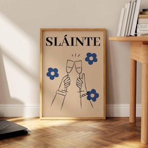 Slainte アイルランドの格言アートプリント、乾杯の定義プリント、タイポグラフィの引用、リビングルームとオフィスの壁アート、バーカートプリント、Cin Cin ポスター