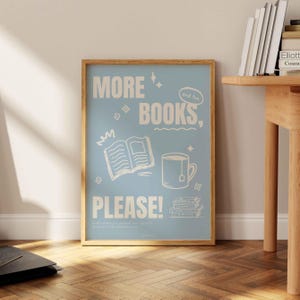 More Books Please, Book Club Print, Trendy Reading Poster, Book Lover Wall Art, Gift For Reading Lover, Bookish Poster, Book Lover Gift