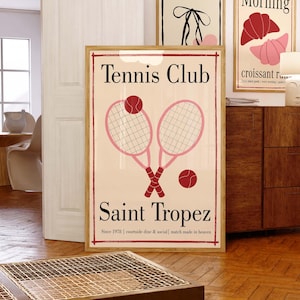 Tennis Club Print Trendy Country Club Print Aesthetic Decor Tennis Racket Print Cute Sports Posters Preppy Wall Art Retro Tennis Home Decor