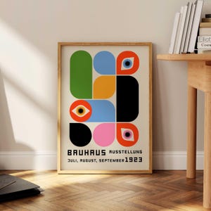 Large Bauhaus Poster, Geometric Wall Art, Wall Decor, Mid Century Modern, Colorful Wall Art, Living Room Decor Bauhaus Print