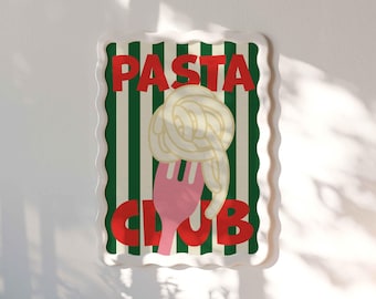 Wydruk artystyczny „Pasta Club”, dekoracja ścienna do kuchni w stylu retro