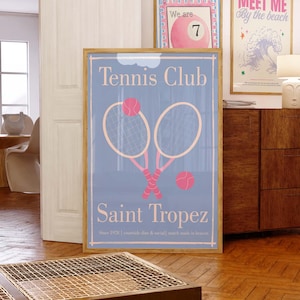 Tennis Club Print Trendy Country Club Print Aesthetic Decor Tennis Racket Print Cute Sports Posters Preppy Wall Art Retro Tennis Home Decor